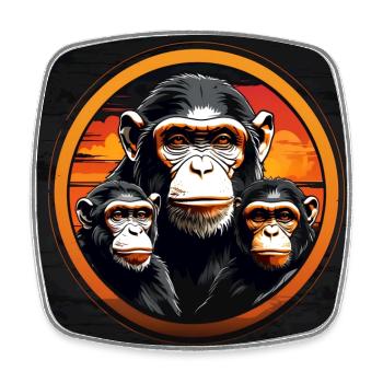 Three chimpanzees chimpanzee group family - Square fridge magnet - white - Front