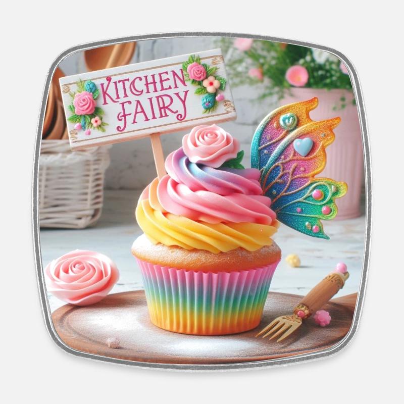 Cupcake Nr.2 - Viereckiger Kühlschrankmagnet - Weiß