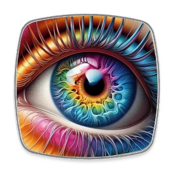 Buntes Auge Nr 1 - Viereckiger Kühlschrankmagnet - Weiß - Vorne