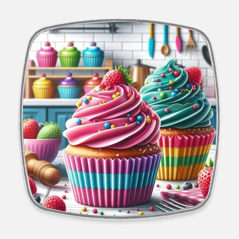 Cuocake Nr.4 - Viereckiger Kühlschrankmagnet - Weiß
