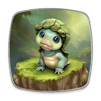 Adorable Baby Turtle Fancy - Square fridge magnet - white - Front
