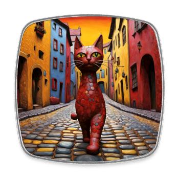 Surreal Pop Animals 7 Cat - Square fridge magnet - white - Front