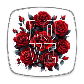 Red Roses - LOVE - Square fridge magnet - white - Front