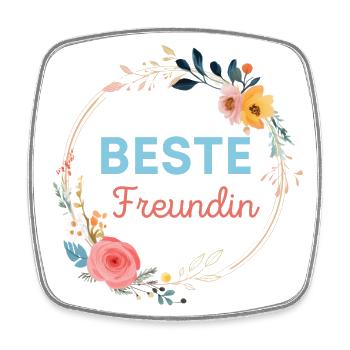 Beste Freundin! Floral, personalisierbar - Viereckiger Kühlschrankmagnet - Weiß - Vorne