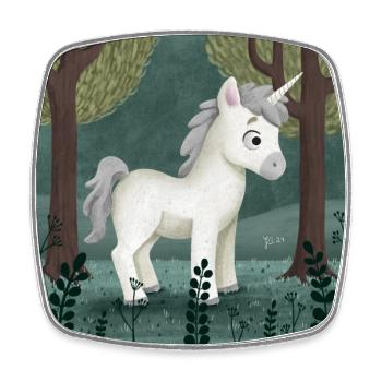 Illustration de licorne - Magnet carré - blanc - Devant