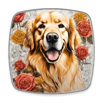 Golden Retriever Hund Geschenke Retro Süß - Viereckiger Kühlschrankmagnet - Weiß - Vorne