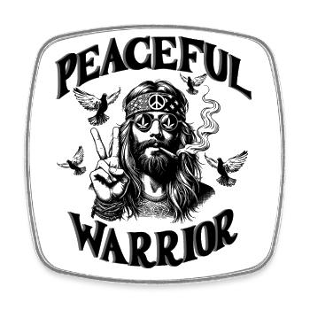 Peaceful Warrior, Peace, Flower Power, Hippie,Gras - Viereckiger Kühlschrankmagnet - Weiß - Vorne