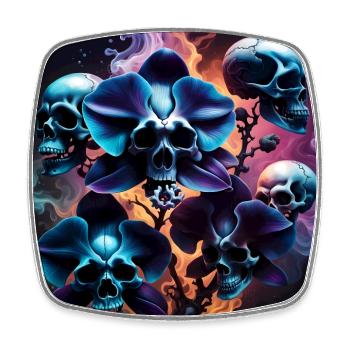 Skull Orchidee - Viereckiger Kühlschrankmagnet - Weiß - Vorne