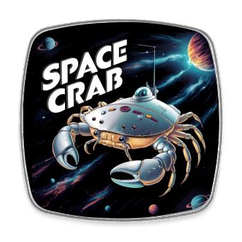Space Crab Space Crab as a spaceship - Square fridge magnet - white - Front