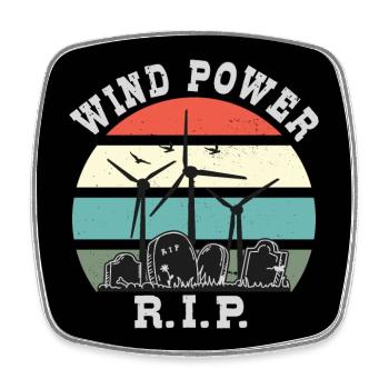 Windkraft RIP, Nein zu Windenergie - Viereckiger Kühlschrankmagnet - Weiß - Vorne