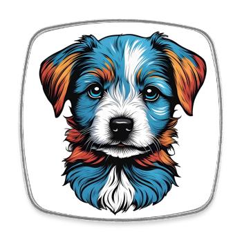 Portrait of a little blue dog - Square fridge magnet - white - Front