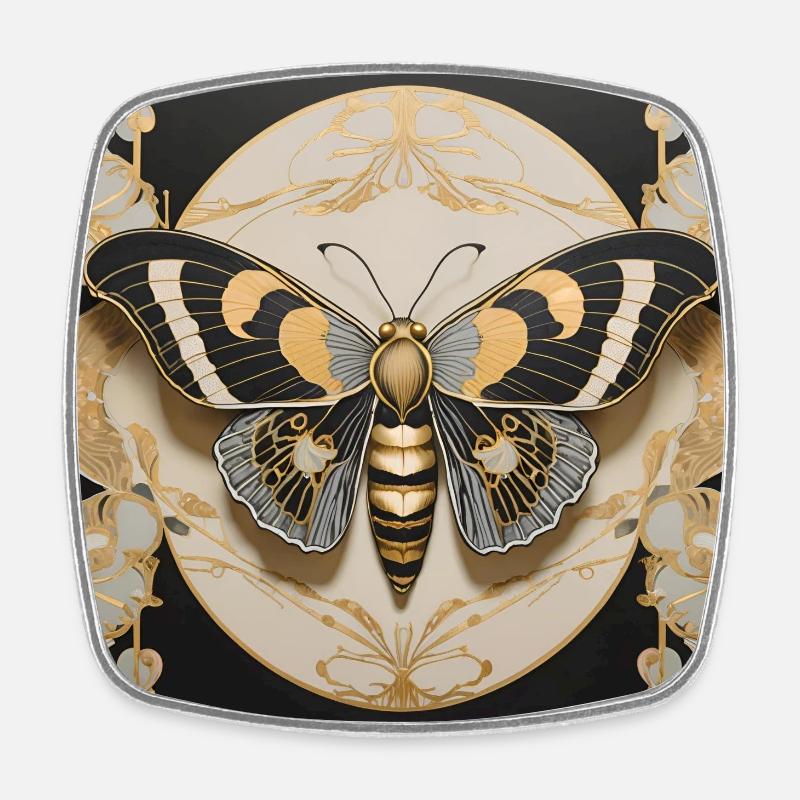 Papillon doré - Magnet carré - blanc
