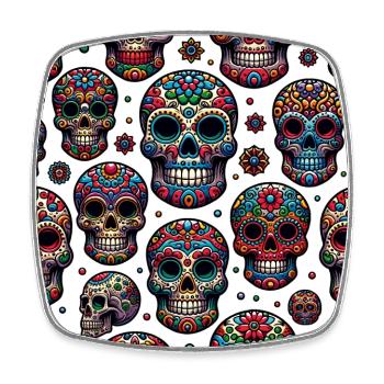 Colorful decorative skull pattern - Square fridge magnet - white - Front