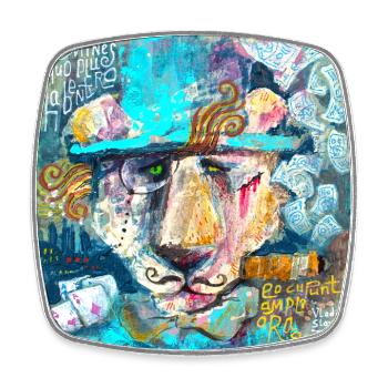 Bourgeois Lion - Square fridge magnet - white - Front