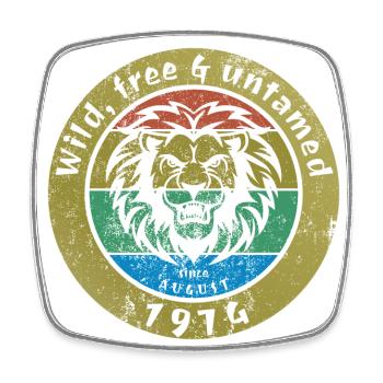 50ème Anniversaire Sauvage, libre et indompté depuis 08/1974 - Magnet carré - blanc - Devant