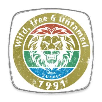 33. Anniversaire Sauvage, libre et indompté depuis 08/1991 - Magnet carré - blanc - Devant