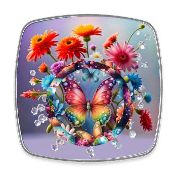 Butterfly and Flowers - Square fridge magnet - white - Front