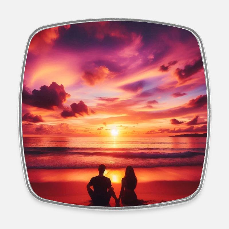 Sunset - Square fridge magnet - white