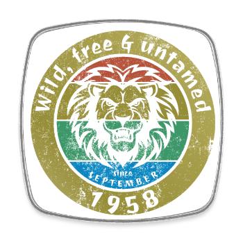 66e anniversaire Sauvage, libre et indompté depuis 09/1958 - Magnet carré - blanc - Devant