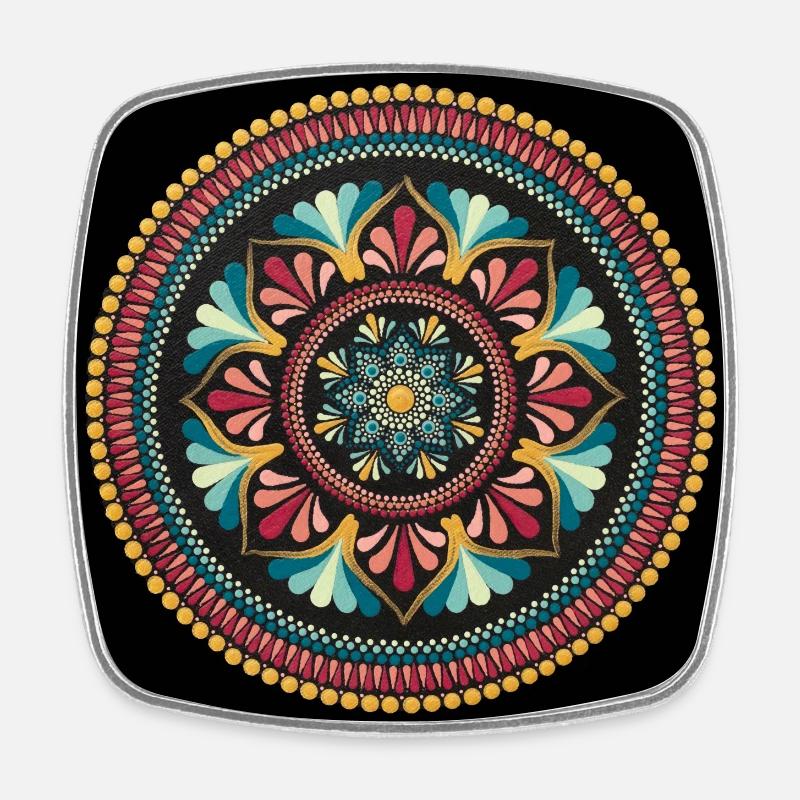 Blue and Pink Mandala - Square fridge magnet - white
