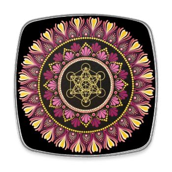 Métatron rose | Géométrie sacrée | Dot Art - Magnet carré - blanc - Devant
