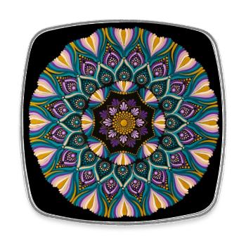 Lila und Rosa Mandala | Heilige Geometrie - Viereckiger Kühlschrankmagnet - Weiß - Vorne