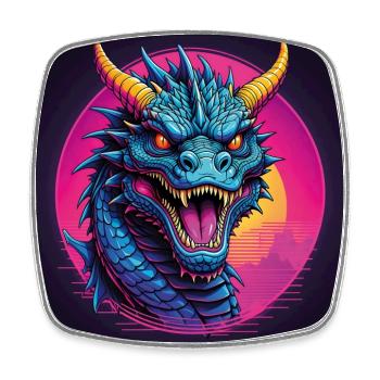 Wütender Drache Drachenportrait Feuerdrache - Viereckiger Kühlschrankmagnet - Weiß - Vorne