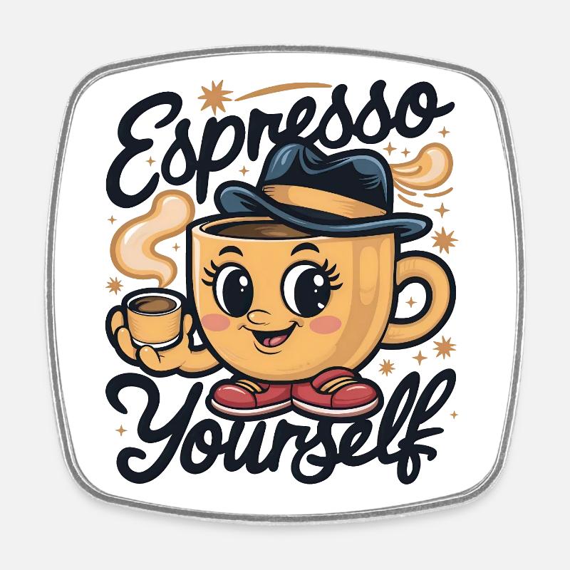 Espresso Yourself - Square fridge magnet - white