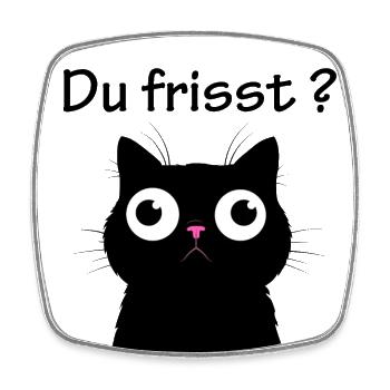 YANACAT Schwarze Katze ist hungrig Magnet Lustig - Viereckiger Kühlschrankmagnet - Weiß - Vorne