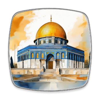 Iconic Dome of the Rock Watercolour Art - Square fridge magnet - white - Front