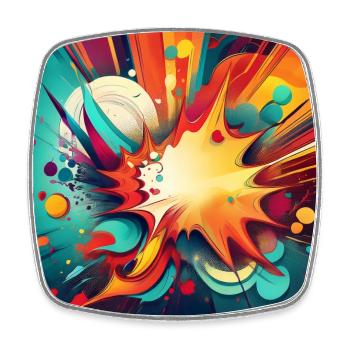 Abstract Colourful Splash with Explosive Design - Square fridge magnet - white - Front