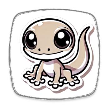 Cute Gecko - Big Eyes Charm - Square fridge magnet - white - Front