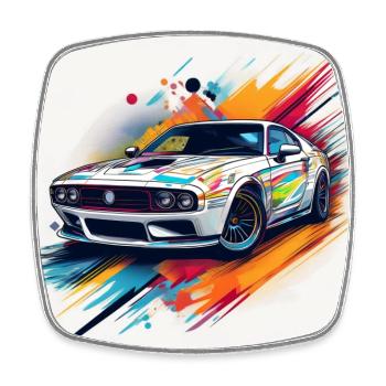 Vibrant Classic Car Design T-Shirt - Square fridge magnet - white - Front