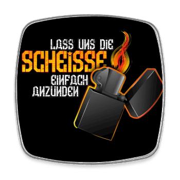 Let's just light up the shit! - Square fridge magnet - white - Front