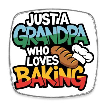 Grandpa is a baker, our grandpa likes to bake - Square fridge magnet - white - Front
