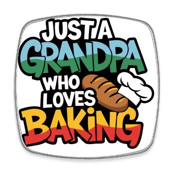 Papi est boulanger, notre papy aime cuisiner - Magnet carré - blanc - Devant
