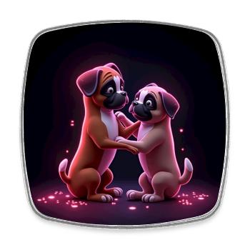 Mignon petit chien boxeur - Magnet carré - blanc - Devant