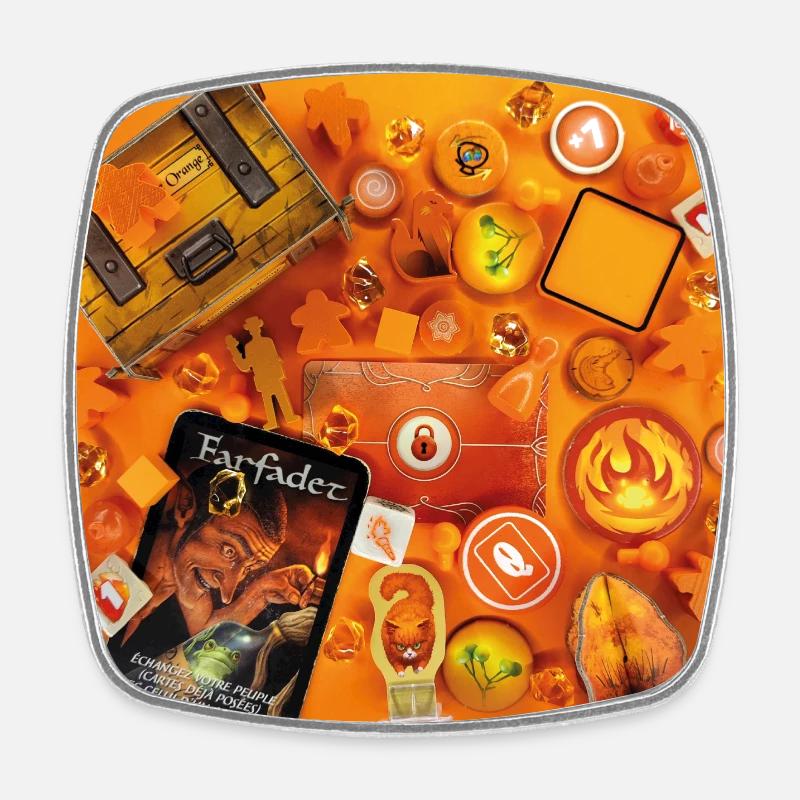 GAMES • ORANGE - Square fridge magnet - white
