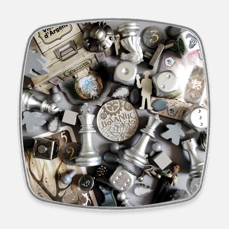 GAMES • GREY - Square fridge magnet - white