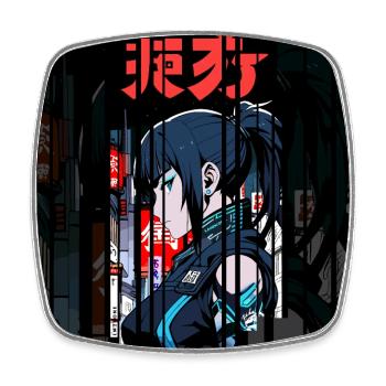 Ver.2 - Cyborg Japan blue kanji - Square fridge magnet - white - Front