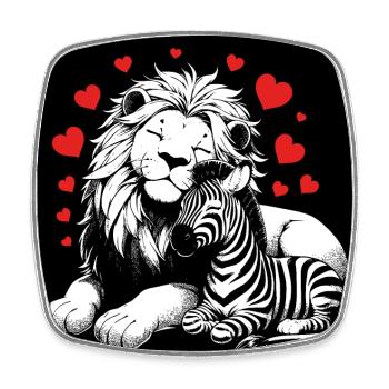 Leo et Zèbre Amour et amitié - Magnet carré - blanc - Devant