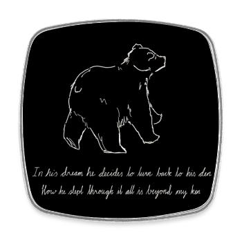 Sleepwalking bear turning back to his den - Square fridge magnet - white - Front
