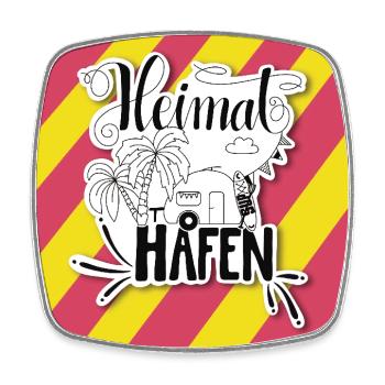 Wohnwagen Camping Heimathafen mit Streifen - Viereckiger Kühlschrankmagnet - Weiß - Vorne