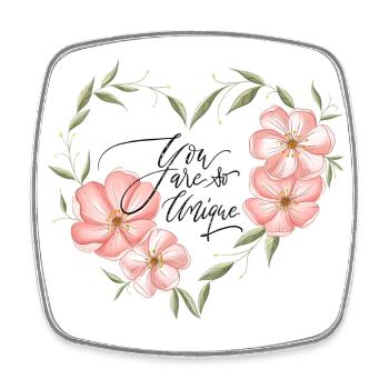 Cœur, fleurs, feuilles. Vous êtes tellement unique. - Magnet carré - blanc - Devant