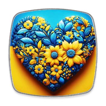 We stand with Ukraine ♥ - Viereckiger Kühlschrankmagnet - Weiß - Vorne