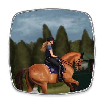 Dressage horse - Square fridge magnet - white - Front