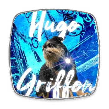 HuggieGriffon Blue Square - Square fridge magnet - white - Front