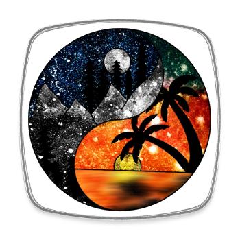 Cosmic Yin And Yang Landscapes - Square fridge magnet - white - Front