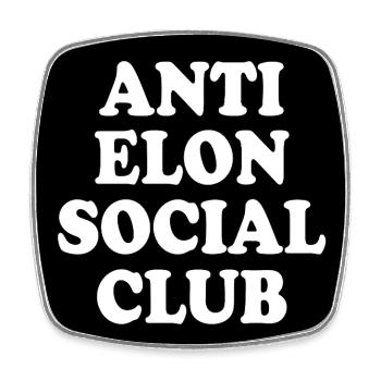 anti elon social club - Square fridge magnet - white - Front