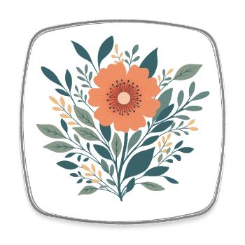 Orange Grafik Blume T-Shirt – minimalistisch - Viereckiger Kühlschrankmagnet - Weiß - Vorne